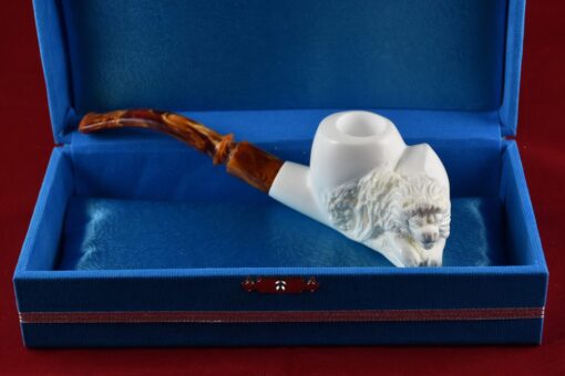 Hand-Carved Lion Figure Pipe, Hand-Carved Meerschaum Pipe, Block Meerschaum, Unsmoked Meerschaum