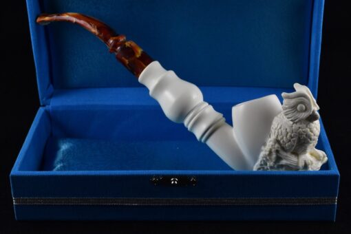 Owl Figure Meerschaum Pipe, 100% Solid Block Meerschaum Pipe, Turkish Meerschaum