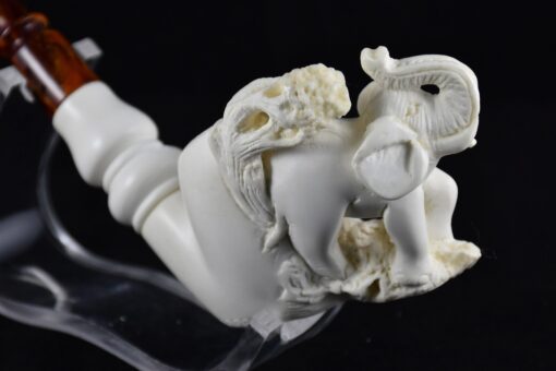 Hand Carved Elephant Meerschaum Pipe, 100% Solid Block Meerschaum Pipe, Hand Carved Meerschaum Pipe, Turkish Meerschaum