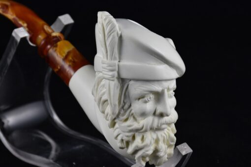 French Man with Hat Pipe, Old Man Smoking Pipe, Block Meerschaum, Turkish Meerschaum