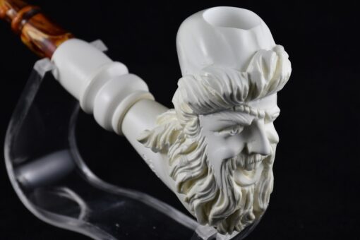 Pirate with Hat Meerschaum Pipe, Block Meerschaum, Turkish Meerschaum, Unsmoked Pipe