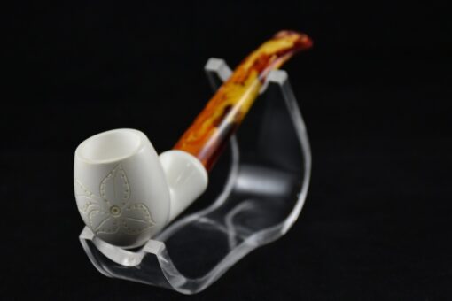 Smooth Pipe with big Flower Symbol, Classical Meerschaum Pipe, Meerschaum Pipe, Embossed Floral Pipe, Hand Carved Pipe, Smoking Pipe