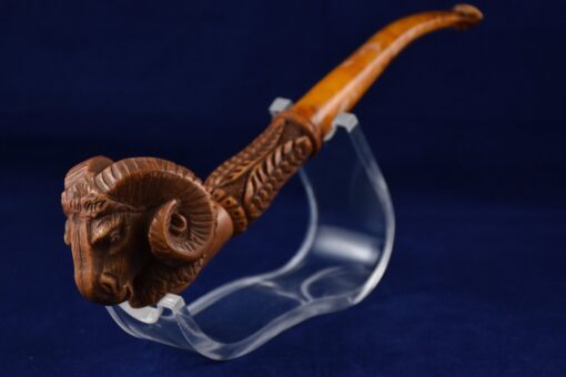 Long Stem Aries Meerschaum Pipe, Animal Pipe, Meerschaum Pipe, Figural Pipe, Birthday Pipe, Handmade Pipe, Smoking Pipe, Capricorn Pipe