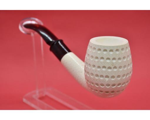 Lattice Meerschaum Pipe, Half Lattice Stem Pipe, Pipe with Leather Fitted Case, Meerschaum Pipe, Block Meerschaum, Turkish Meerschaum