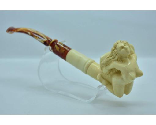 Naked Lady Pipe, Big Boobs Pipe, Meerschaum Pipe, Straight Stem Pipe, Handmade Pipe, Smoking Pipe, Erotic Woman, Nude Woman