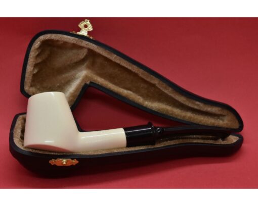 Smooth Sitter Pipe, Meerschaum Pipe, Pipe with Leather Fitted Case, Birthday Pipe, Hand Carved Pipe, Handmade Pipe, Smoking Pipe