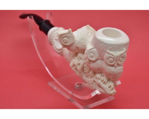 Large Owl Pipe, Bird Pipe, Meerschaum Pipe, Owl Figure Pipe, Hand Carved and Handmade Pipe, Smoking Pipe, Figural Pipe, Animal Pipe
