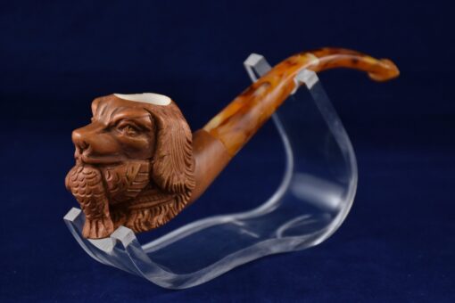 Hunting Dog Pipe from Meerschaum, Dog with a Fish in the Mouth Pipe, Meerschaum Pipe, Birthday Pipe, Handmade Pipe, Smoking Pipe, Brown Dog