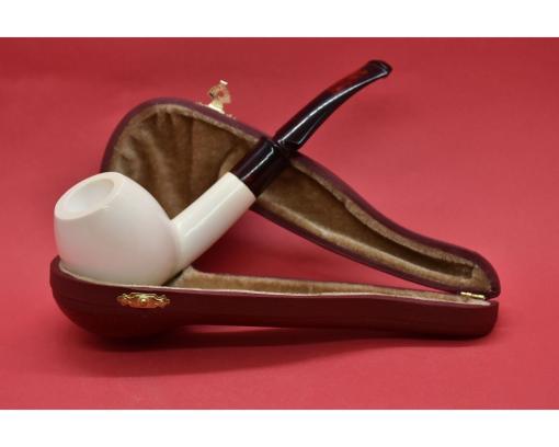 Apple Smooth Pipe, Meerschaum Pipe, Pipe with Leather Fitted Case, Meerschaum Pipe, Smooth Pipe, Hand Carved Pipe, Smoking Pipe