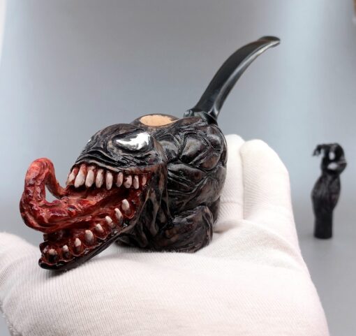 IN STOCK, Venom Briar Pipe, Antihero Pipe, VENOM vs Spider-Man Pipe, Superhero Pipe, Alien Pipe, Briar Pipe, Pipe with Its Tamper, Craftsman Pipe