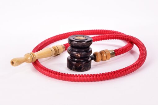 Dark Brown Shisha Pipe with red Hose, Modern Hookah from Wood, Brown Hookah Pipe, Handmade Hookah, Tobacco Pipe, Hand-Carved Hookah