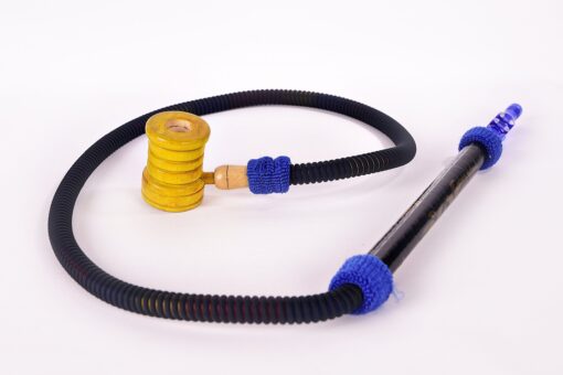 Yellow Shisha Pipe with blue Hose, Modern Hookah from Wood, Brown Hookah Pipe, Handmade Hookah, Tobacco Pipe, Hand-Carved Hookah Pipe