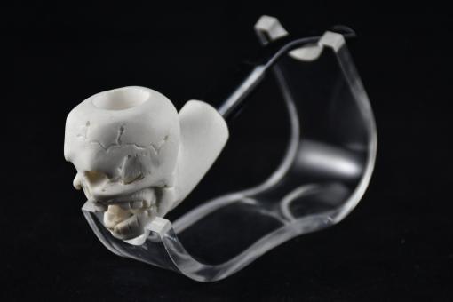 Death's Head Pipe, Meerschaum Pipe, Skull Pipe, Scary Pipe, Birthday Pipe, Hand-Carved Pipe, Genuine Meerschaum, Block Meerschaum