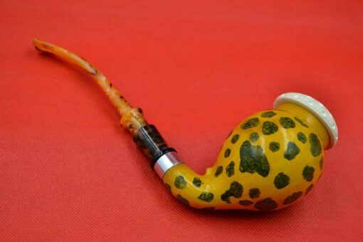 Freehand Calabash Meerschaum Pipe, Lattice Bowl Calabash Pipe, Black Spotted Vintage Pipe