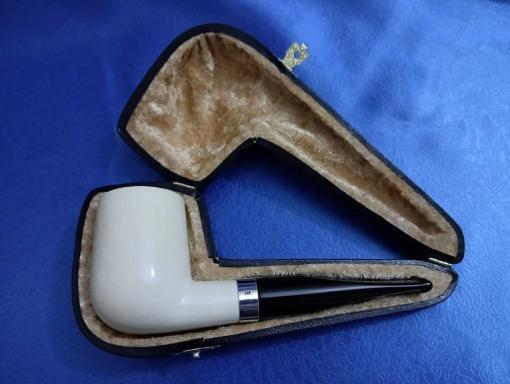 Spigot Classical Smooth Pipe, Meerschaum Pipe, Smooth Pipe, 9 mm Filter Pipe, Hand Carved Pipe, Silver Stem Pipe