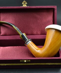 Wood Lattice Calabash Meerschaum Pipe, Medium Size Calabash Pipe, Genuine Meerschaum