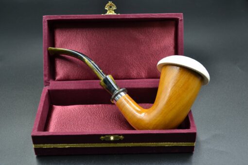 Wood Lattice Calabash Meerschaum Pipe, Medium Size Calabash Pipe, Genuine Meerschaum