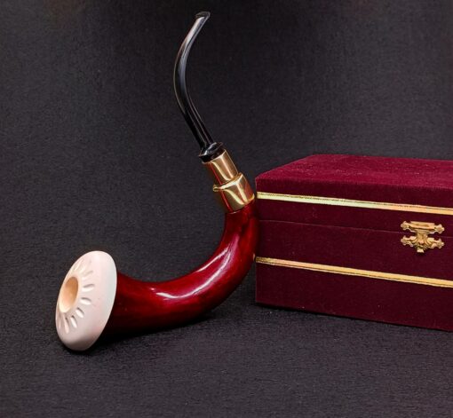 African Gourd Calabash Pipe, Gold Color Ring Pipe, Lattice Calabash Pipe, Turkish Pipe, Original African Gourd, Block Meerschaum