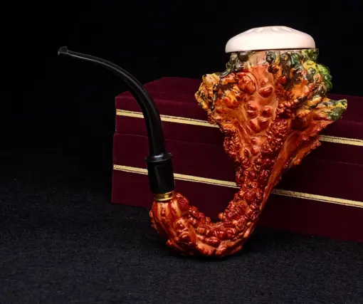 African Gourd Calabash Pipe, LARGE Calabash Pipe, Lattice Calabash Pipe, Turkish Pipe, Original Gourd, Block Meerschaum, Handmade Pipe